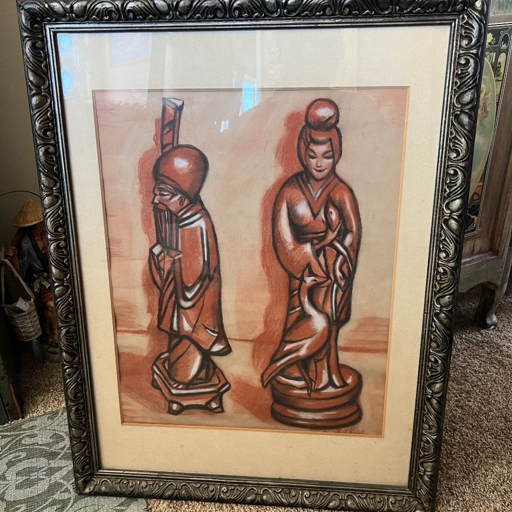 Vintage charcoal picture in excellent condition